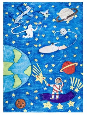 Dywany Łuszczów Dětský kusový koberec Bambino 2265 Rocket Space blue - 140x190 cm Modrá