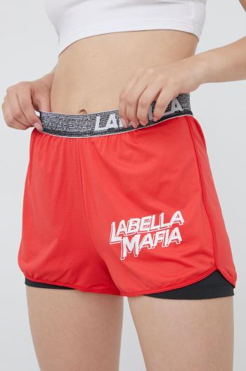 Tréninkové šortky LaBellaMafia Sweat dámské, červená barva, s potiskem, high waist