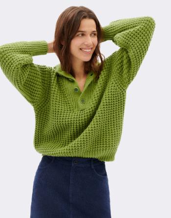 Thinking MU Parrot Green Trash Sole Knitted Sweater PARROT GREEN S