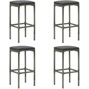 Barové stoličky s poduškami 4 ks šedé polyratan (313447)