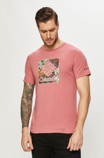 Sportovní triko Columbia Sun Trek růžová barva, s potiskem