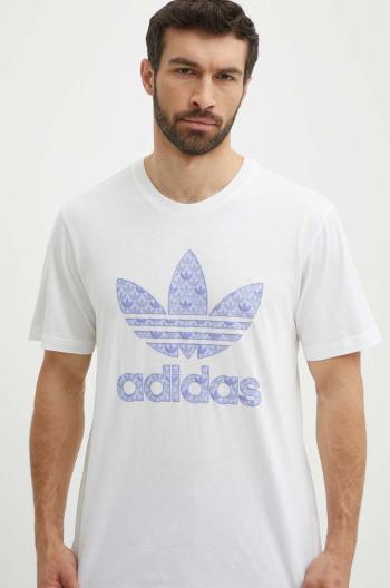 Bavlněné tričko adidas Originals bílá barva, s potiskem, IS0205