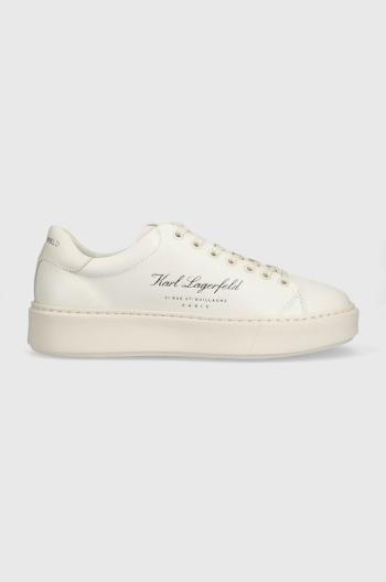 Kožené sneakers boty Karl Lagerfeld MAXI KUP béžová barva, KL52223