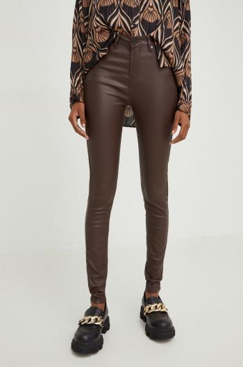 Kalhoty Answear Lab dámské, hnědá barva, přiléhavé, medium waist