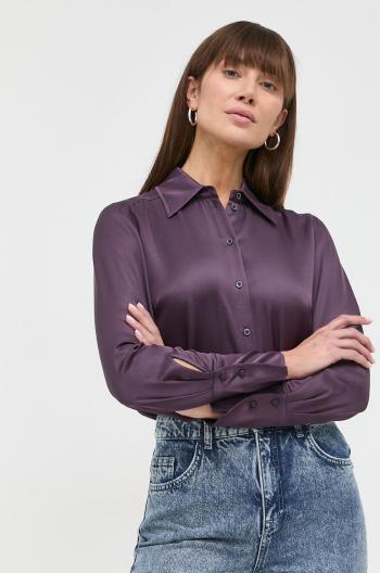 Košile Patrizia Pepe dámská, fialová barva, regular, s klasickým límcem