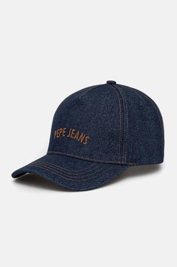 Džínová baseballová čepice Pepe Jeans WALDA CAP tmavomodrá barva, s aplikací, PL040356