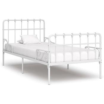 Rám postele s laťkovým roštem bílý kov 90 × 200 cm, 284601 (284601)