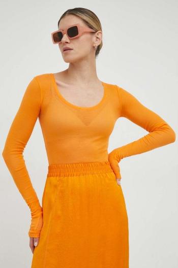 Bavlněné tričko s dlouhým rukávem American Vintage oranžová barva