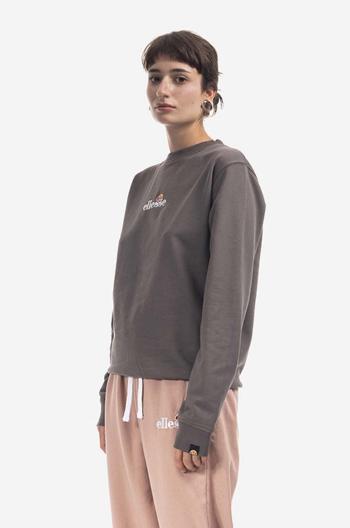 Bavlněná mikina Ellesse Sappan Sweatshirt dámská, šedá barva, s potiskem, SGM13149-BROWN