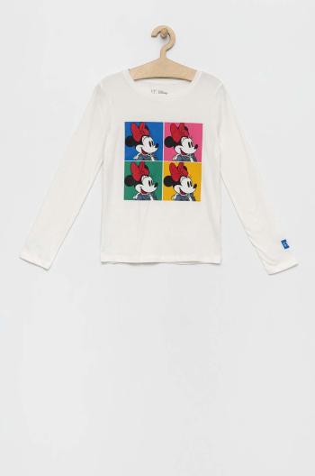 Dětská bavlněná košile s dlouhým rukávem GAP X Disney bílá barva