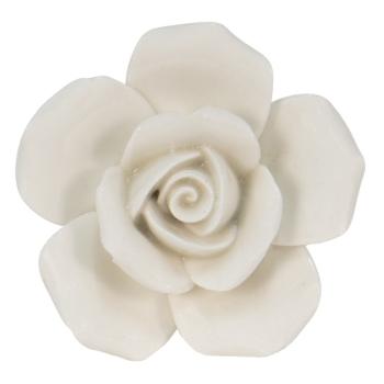 Krémová porcelánová úchytka růže Rosé - Ø 4*4cm 65074