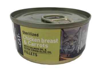 Bravery cat konzerva  STERILISED CHICKEN breast fillet/carrot/salmon oil - 70g