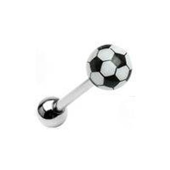 Šperky4U Piercing do jazyka - fotbalový míč, bílá barva - PJ01035-W