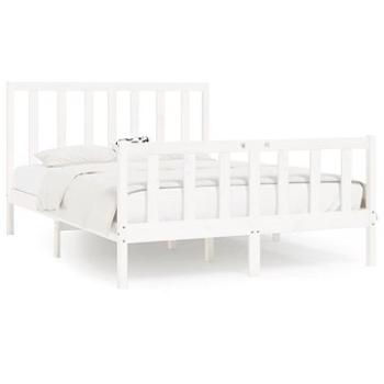 Rám postele bílý masivní dřevo 140 × 200 cm, 3106834 (3106834)