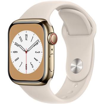 Apple Watch Series 8 41mm Cellular Zlatý nerez s hvězdně bílým sportovním řemínkem (MNJC3CS/A)