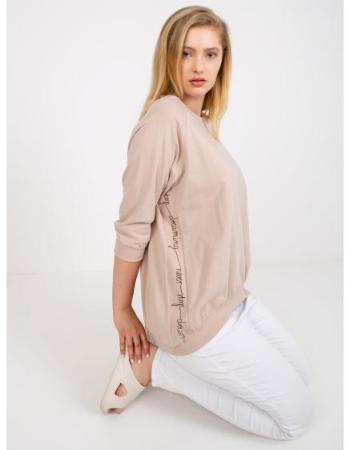 Dámská halenka plus size s 3/4 rukávy NADINE světle béžová 