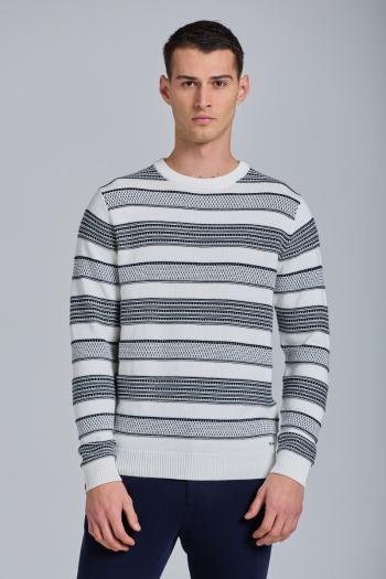 SVETR GANT D1. STRUCTURED STRIPED CREW bílá M