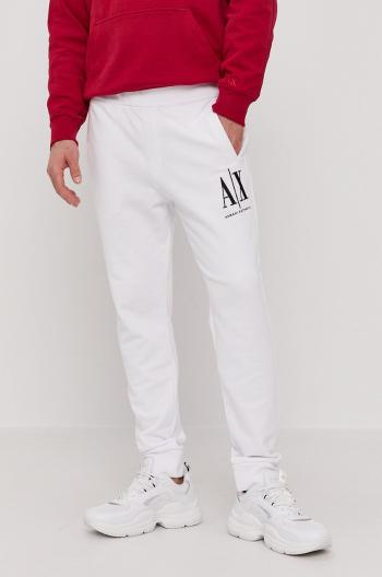 Kalhoty Armani Exchange pánské, bílá barva, hladké