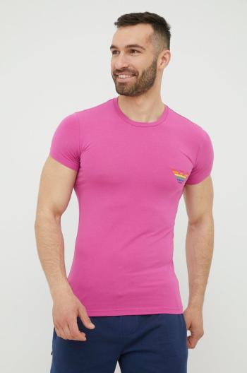 Tričko Emporio Armani Underwear růžová barva, s potiskem