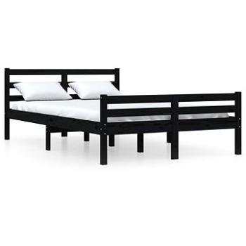 Rám postele černý masivní dřevo 140 × 190 cm, 814803 (814803)