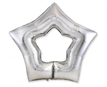 Flexmetal Fóliový balón stříbrná hvězda 90 cm