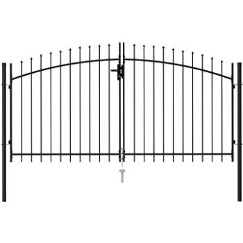 Dvoukřídlá zahradní brána s hroty ocelová 3 × 1,5 m černá