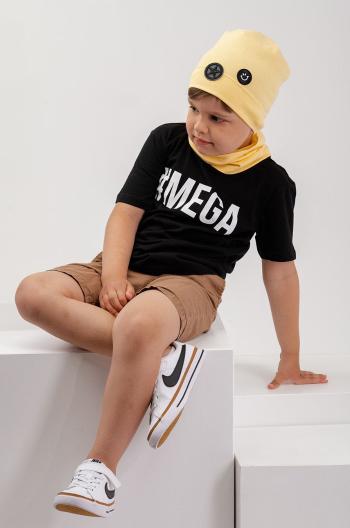 Dětska čepice Jamiks žlutá barva, z tenké pleteniny