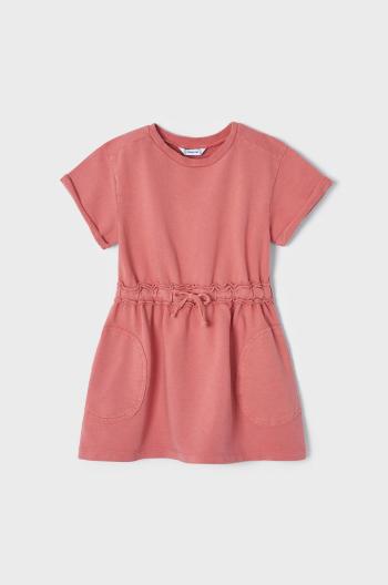 Dětské bavlněné šaty Mayoral růžová barva, mini, áčková