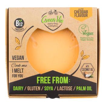 Veganská alternativa sýru cheddar blok 250 g GREENVIE