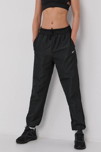 Kalhoty Reebok GR9508 dámské, černá barva, jednoduché, medium waist