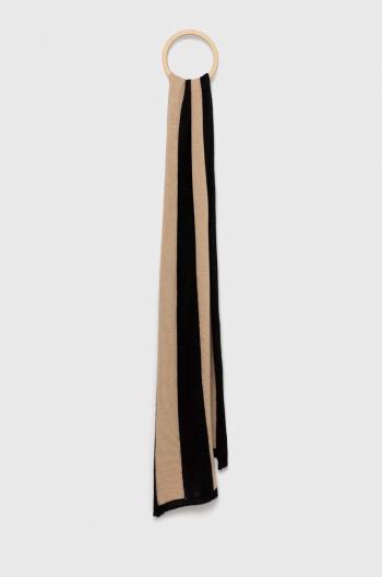 Šátek z vlněné směsi Sisley béžová barva, vzorovaný