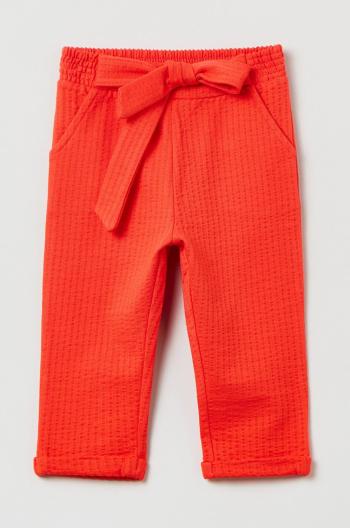 Dětské bavlněné kalhoty OVS červená barva, hladké