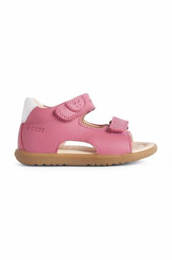 Dětské kožené sandály Geox růžová barva