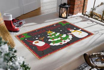 GDmats koberce Protiskluzová rohožka GDmats Veselé Vánoce - Vánoční svět - 40x60 cm Červená