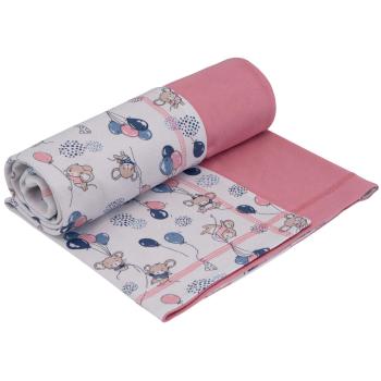 Esito Letní dětská deka dvojitá bavlna Myšky, růžová, 75 x 100 cm