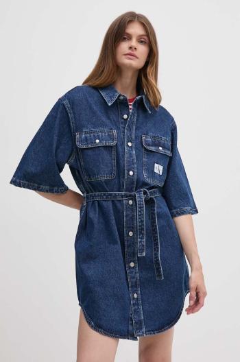 Džínové šaty Calvin Klein Jeans tmavomodrá barva, mini, oversize, J20J224748