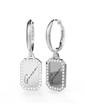 Guess Kruhové náušnice s přívěsky Crystal Tag JUBE01133JWRHT/U