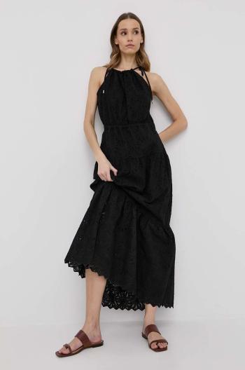 Bavlněné šaty MICHAEL Michael Kors černá barva, maxi, áčková