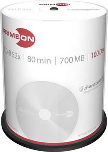 CD-R 80 700 MB Primeon 2761103 100 ks vřeteno stříbrný matný povrch