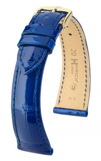 Řemínek Hirsch London 1 alligator - královská modrá, lesk - L - řemínek 20 mm (spona 18 mm)