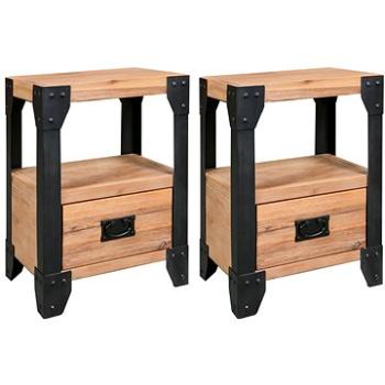 Noční stolek 2 ks masivní akáciové dřevo a ocel 40 x 30 x 54 cm (279100)