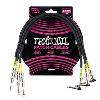 Ernie Ball 1.5' Patch Cable Straight/Angle Black - 3 Pack