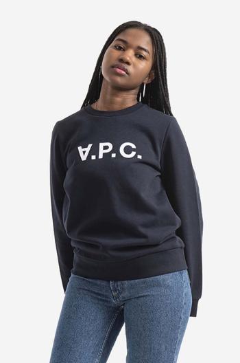 Bavlněná mikina A.P.C. Sweat Viva dámská, tmavomodrá barva, s potiskem