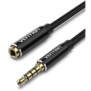 Vention Cotton Braided TRRS 3.5mm Male to 3.5mm Female Audio Extension 1m Black Aluminum Alloy Type (BHCBF)