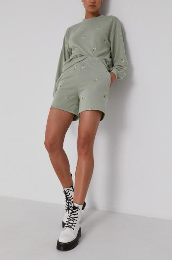 Kraťasy Vero Moda dámské, zelená barva, vzorované, high waist