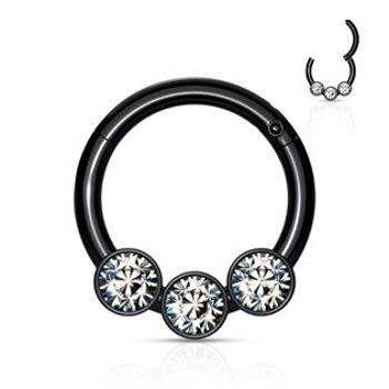 Šperky4U Černý piercing kruh segment 1,2 x 8 mm - K01057-KC
