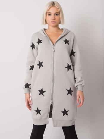 SVĚTLE ŠEDÁ DÁMSKÁ MIKINA NA ZIP S POTISKEM HVĚZDIČEK FA-BL-7411.85P-LIGHT GRAY Velikost: ONE SIZE