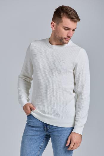 SVETR GANT D1. COTTON TEXTURE CREW bílá XXXL