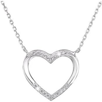 EVOLUTION GROUP Stříbrný náhrdelník se zirkonem bílé srdce 12010.1  (Ag, 925/1000, 2,0 g) (8590962120103)