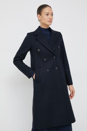 Vlněný kabát PS Paul Smith tmavomodrá barva, přechodný, dvouřadový